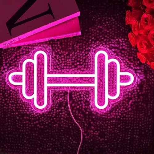 HFHungkeong Gym Neon Sign,Dumbbell LED Neon Light for Home Gym Decor，Pink Neon Sign Dimmable led gym lights for Wall Decor,Gym Decor Sports Neon Sign for Workout Room,Men Women Wall Décor Gift,15.7x7.9IN - Image 3