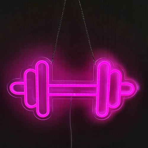 HFHungkeong Gym Neon Sign,Dumbbell LED Neon Light for Home Gym Decor，Pink Neon Sign Dimmable led gym lights for Wall Decor,Gym Decor Sports Neon Sign for Workout Room,Men Women Wall Décor Gift,15.7x7.9IN - Image 4