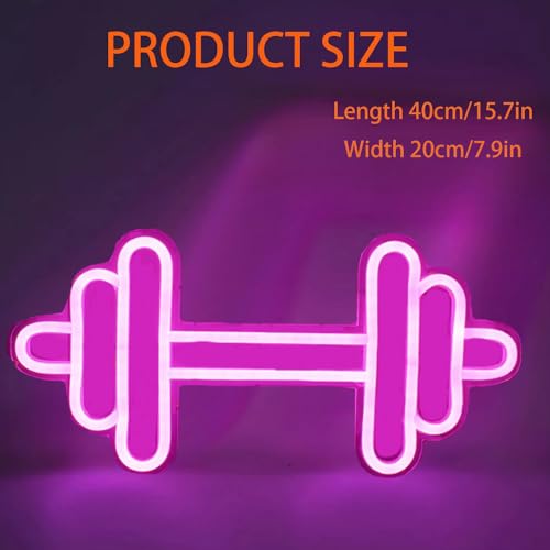HFHungkeong Gym Neon Sign,Dumbbell LED Neon Light for Home Gym Decor，Pink Neon Sign Dimmable led gym lights for Wall Decor,Gym Decor Sports Neon Sign for Workout Room,Men Women Wall Décor Gift,15.7x7.9IN - Image 5
