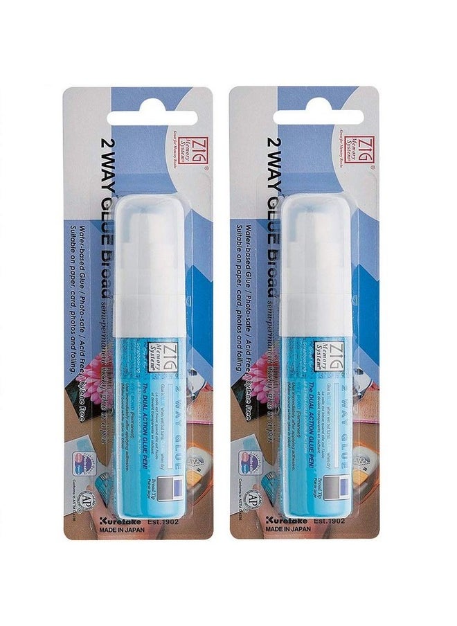 Zig Kuretake Zig 2 Way Glue Pen 15Mm Board Tip 2Pcs Set Adhesive For Kids Adult Artists Crafting Scrapbooking Gift Card Calligraphy Made In Japan  - Image 1