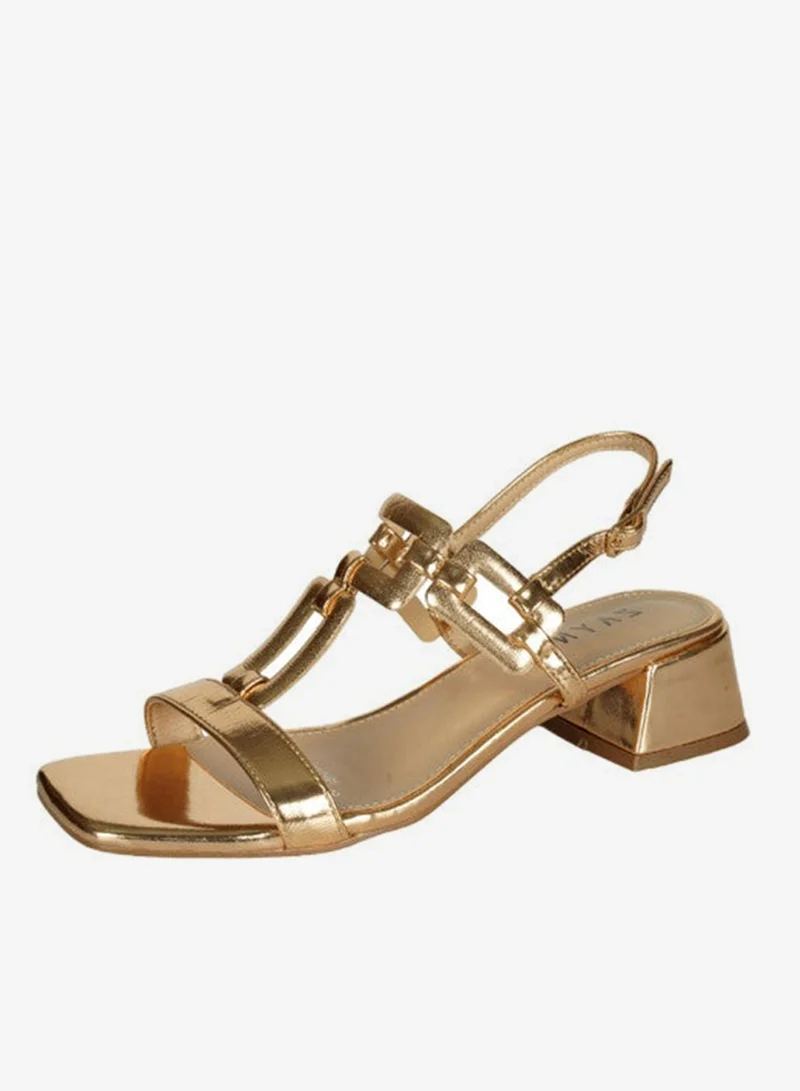 ZAYNA 221-3 Zayna Ladies  Fashion Mid Heel  Backstrap  Sandals X-086 Gold