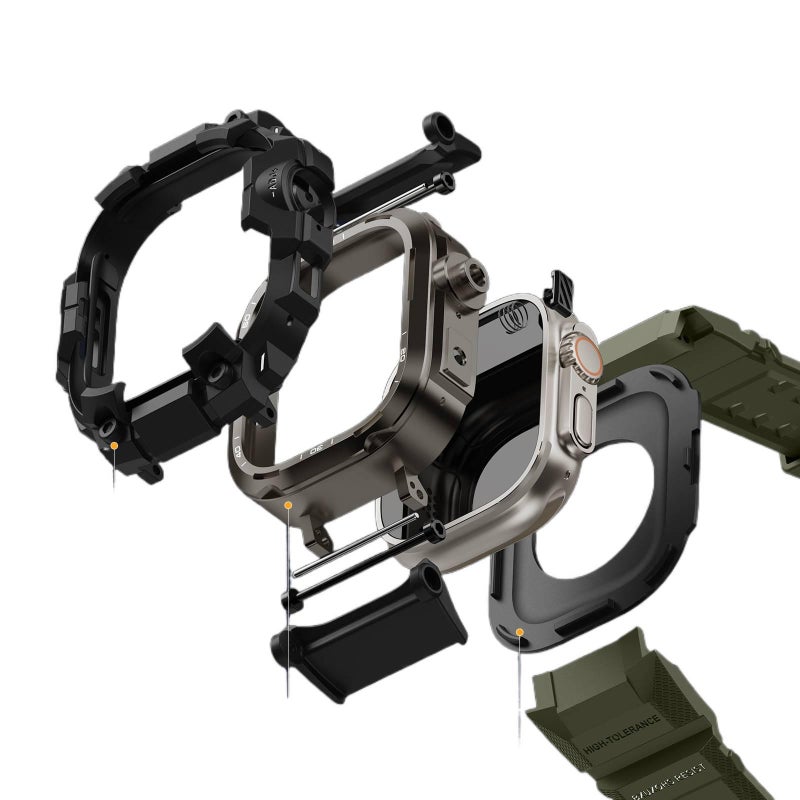 سوار ساعة ذكية باللون أسود قابل للتعديل سوار رياضي من السيليكون متوافق مع Apple Watch 42/44/45/49mm بملاءمة قابلة للتعديل وحزام بديل - Image 2