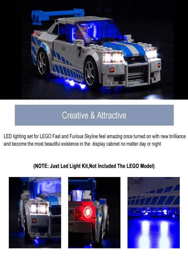 BrickBling LED Light Kit for Lego Speed Champions Fast & Furious Nissan Skyline GT-R (R34) Toy Car Building Set, Blue Underglow Lights for Lego 76917 (No Model) - Image 4