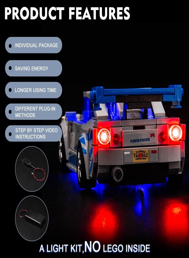BrickBling LED Light Kit for Lego Speed Champions Fast & Furious Nissan Skyline GT-R (R34) Toy Car Building Set, Blue Underglow Lights for Lego 76917 (No Model) - Image 5
