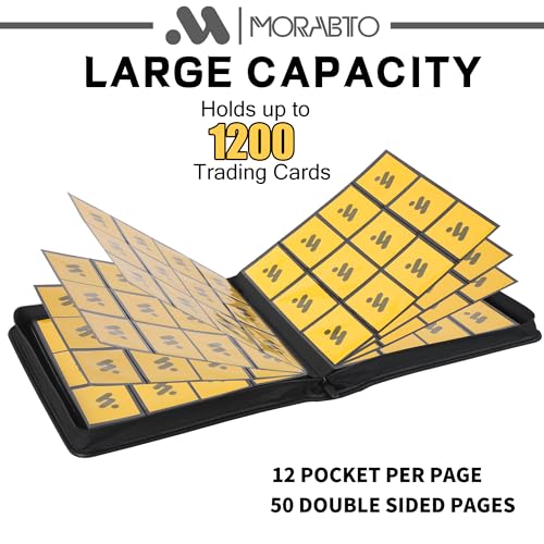 MORABTO Card Binder 12 Pocket,Trading Card Binder Holds up to 1200 Cards with 50 Sleeves,Zipper Card Holder Album Compatible with TCG Card/Game Cards/Sports Card - Image 3