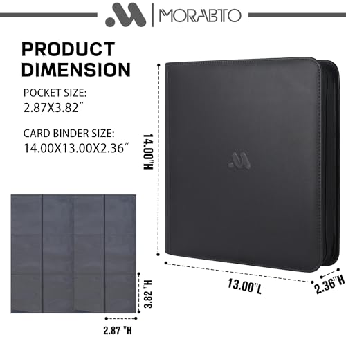 MORABTO Card Binder 12 Pocket,Trading Card Binder Holds up to 1200 Cards with 50 Sleeves,Zipper Card Holder Album Compatible with TCG Card/Game Cards/Sports Card - Image 2