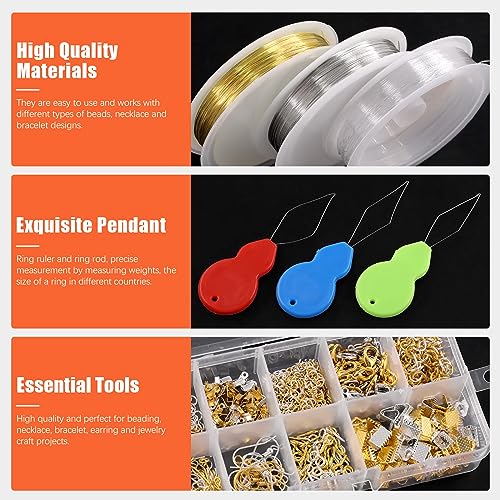 Tanstic 1251Pcs Jewelry Making Supplies Kit, Jewelry Making Kit with Jewelry Pliers, Jump Rings, Jewelry Wires, Flat Round Beads, Jewelry Findings Supplies for Jewelry Making - Image 3