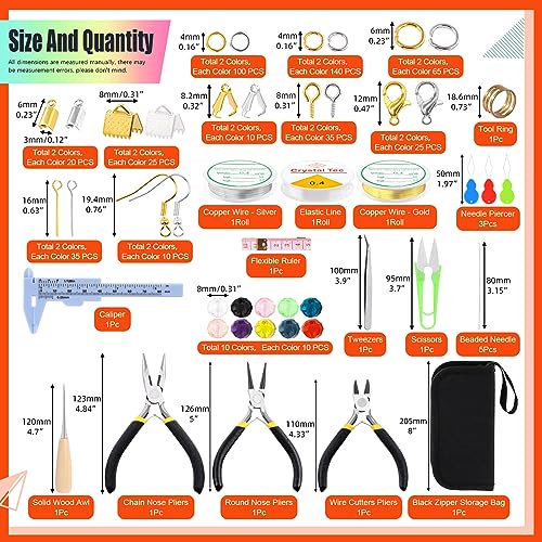 Tanstic 1251Pcs Jewelry Making Supplies Kit, Jewelry Making Kit with Jewelry Pliers, Jump Rings, Jewelry Wires, Flat Round Beads, Jewelry Findings Supplies for Jewelry Making - Image 2