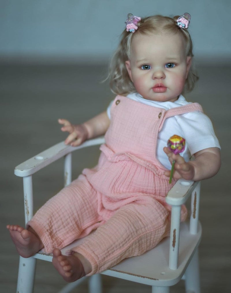 Zero Pam Reborn Baby Dolls Girls 24 Inch Large Size Realistic Baby Doll Real Looking Reborn Toddler Girl with Natural Curly Hair Life Size Dolls for Girl Boy Toys - Image 3