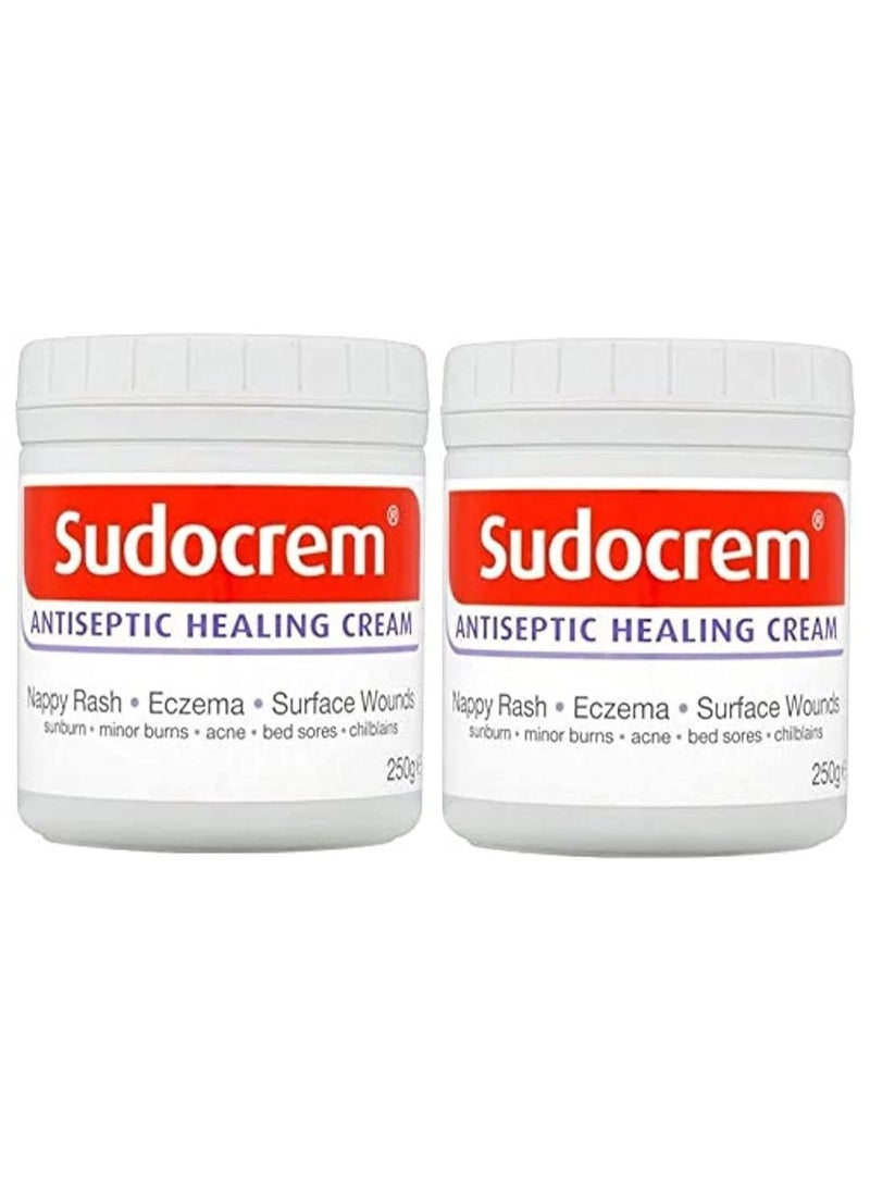 Sudocrem Pack of 2 – Antiseptic Healing Cream 250g Each | Fast Relief for Cuts, Burns, Skin Irritations & Rashes | Antibacterial Soothing cream for All Ages  - Image 1