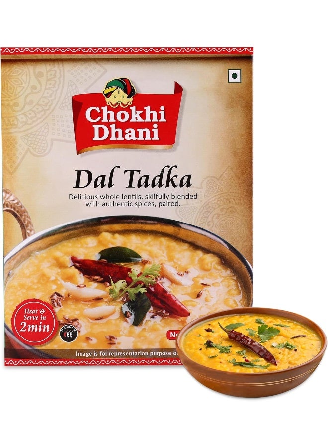 Chokhi Dhani Dal Tadka 300 gm | Ready-to-Eat Curry with Spices | Authentic Indian Meal | Vegetarian | Heat & Serve - Image 1