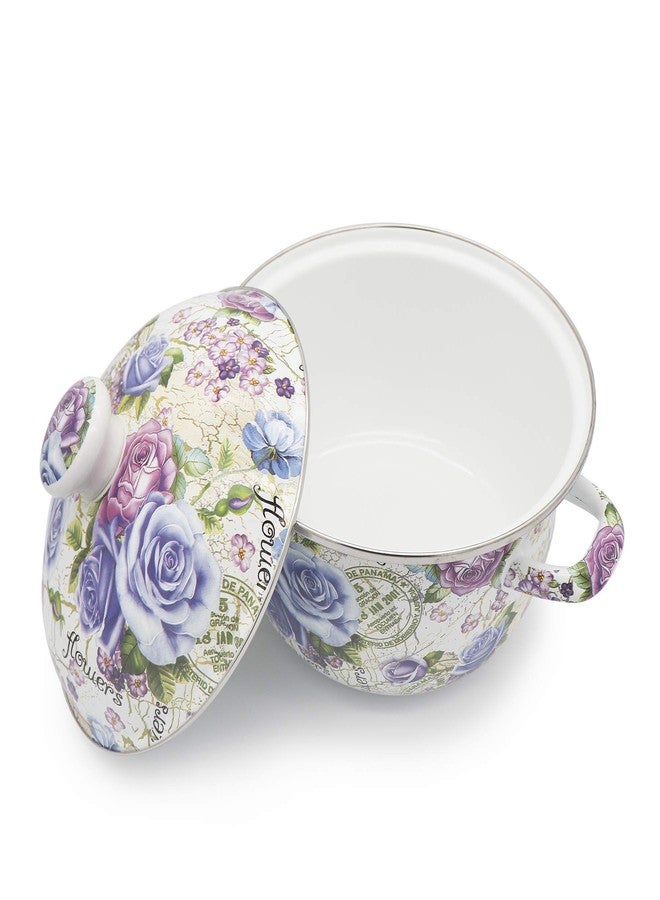 OLYTARU Flower Enamel on Steel Stock Pot/Stockpot with Lid, 3 Quart (style2) - Image 3