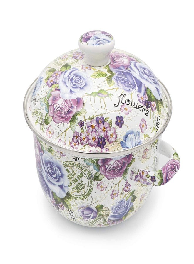 OLYTARU Flower Enamel on Steel Stock Pot/Stockpot with Lid, 3 Quart (style2) - Image 4