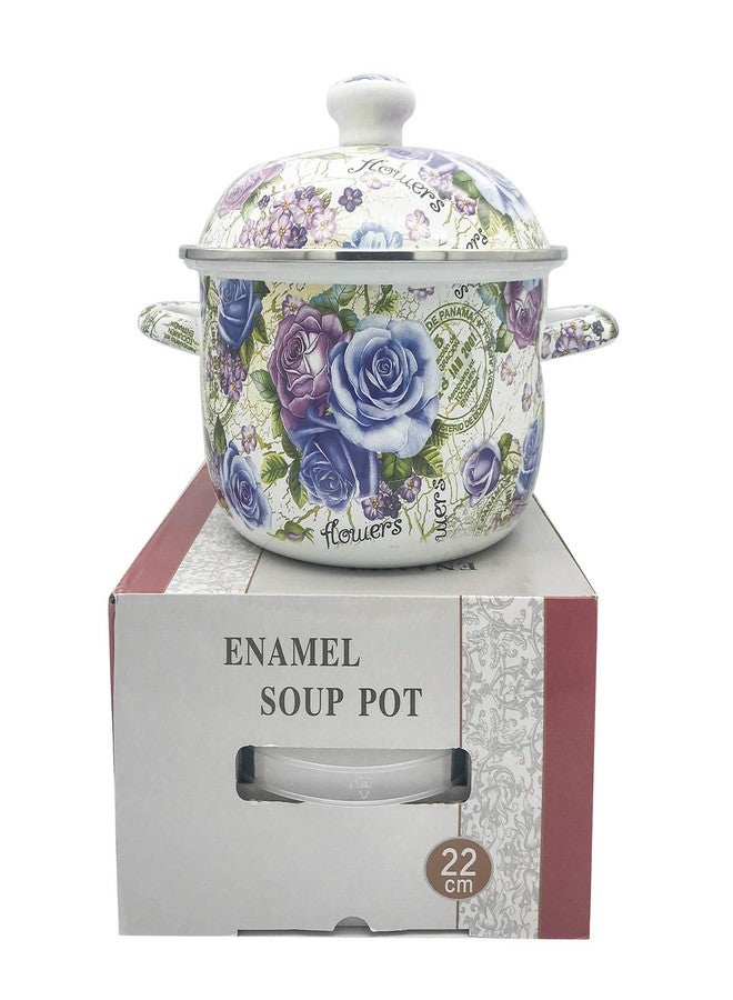 OLYTARU Flower Enamel on Steel Stock Pot/Stockpot with Lid, 3 Quart (style2) - Image 5