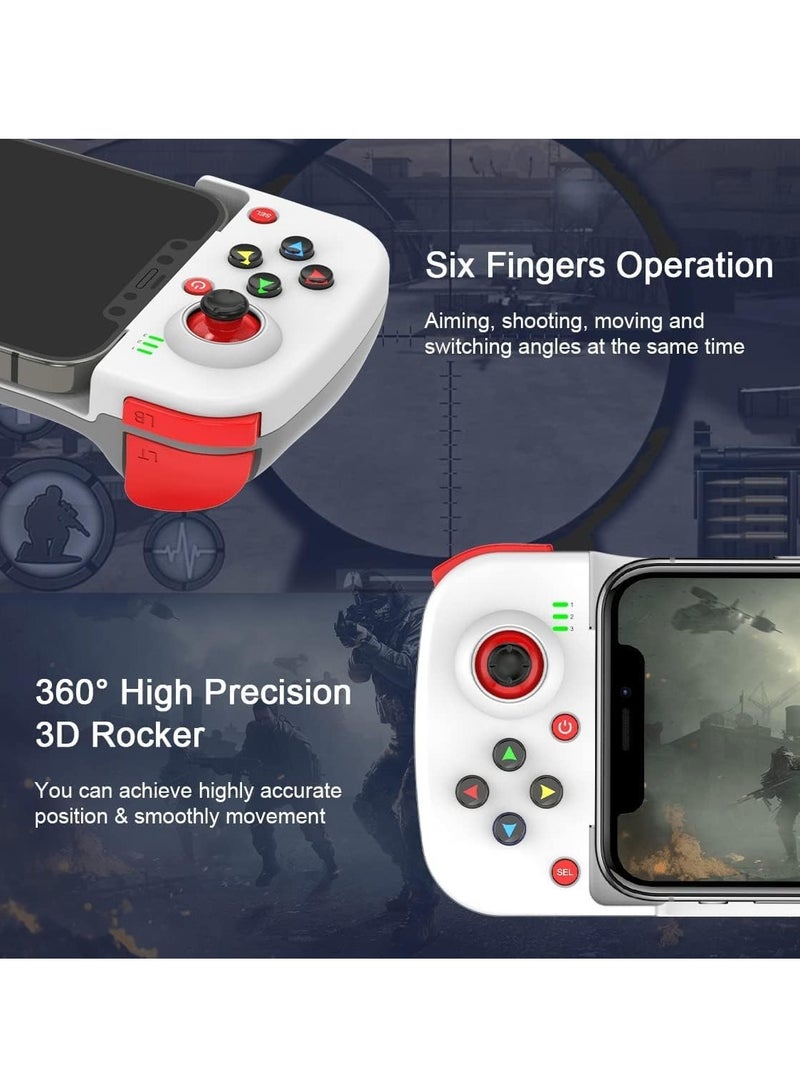 Mobile Game Controller, Low Latency Phone Game Gamepad with M1/M2 Programmable Button, Game Handle Joystick for Samsung, Iphone, Huawei, Pixel, Direct Play (White)