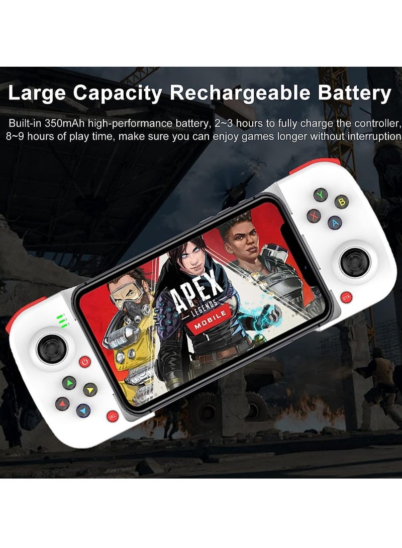 Mobile Game Controller, Low Latency Phone Game Gamepad with M1/M2 Programmable Button, Game Handle Joystick for Samsung, Iphone, Huawei, Pixel, Direct Play (White)
