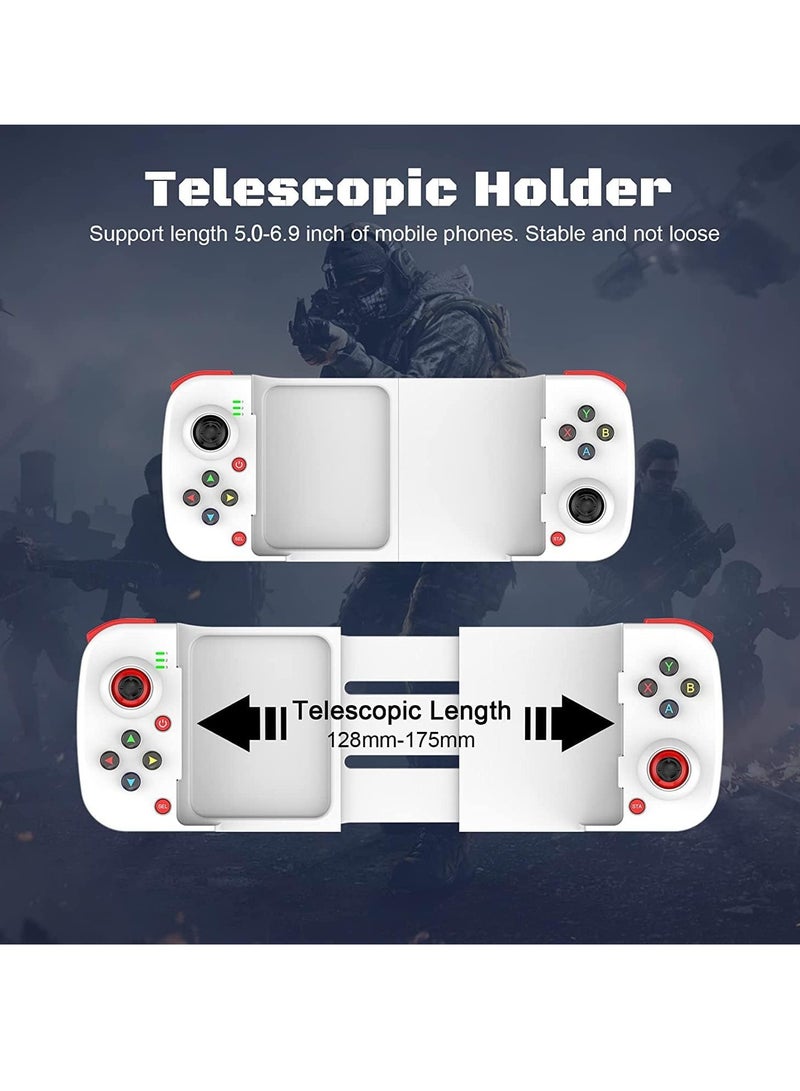 Mobile Game Controller, Low Latency Phone Game Gamepad with M1/M2 Programmable Button, Game Handle Joystick for Samsung, Iphone, Huawei, Pixel, Direct Play (White)