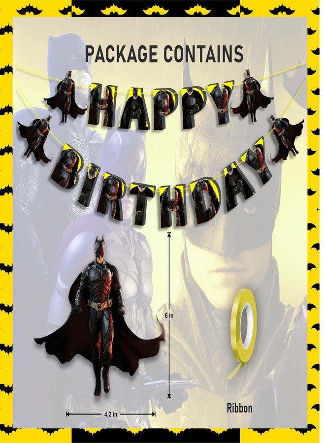 Seyal Batmn Happy Birthday Banner for Boys Party Decorations - Superhero Theme Birthday Garland - Comic Style Wall Hanging Banner - Bat Hero Birthday Party Supplies or Comic-Inspired Celebrations - Image 2