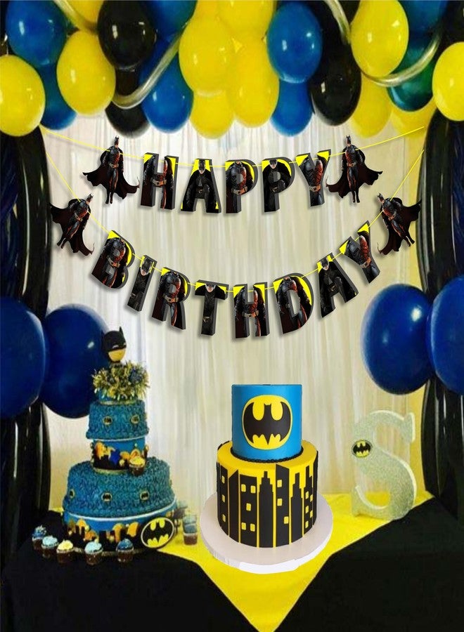 Seyal Batmn Happy Birthday Banner for Boys Party Decorations - Superhero Theme Birthday Garland - Comic Style Wall Hanging Banner - Bat Hero Birthday Party Supplies or Comic-Inspired Celebrations - Image 4