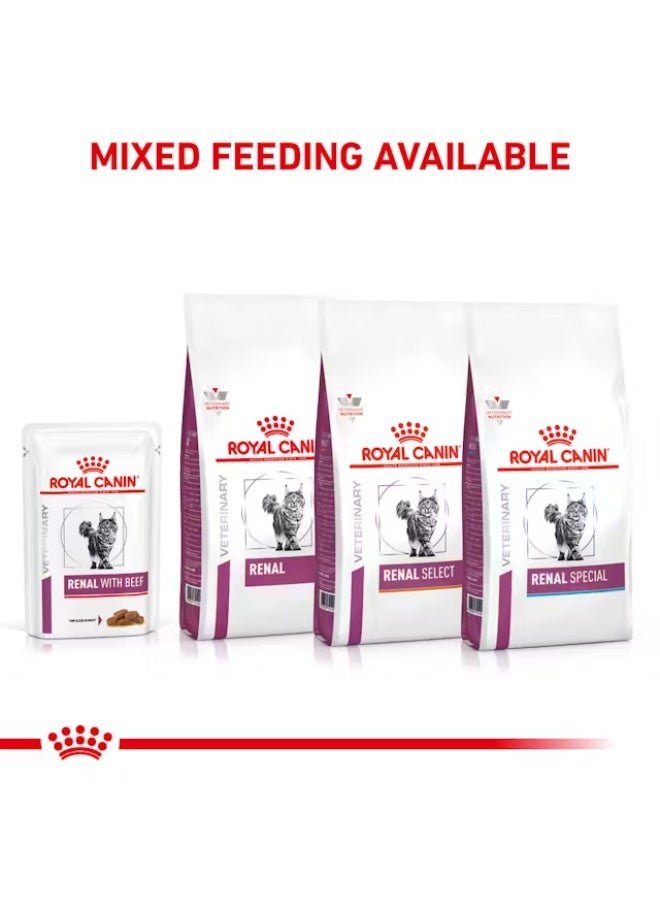Royal Canin Veterinary Renal Beef | 12 x 85 g | Dietary Complete Food for Adult Cats | For Kidney Problems | Fresh Bagged | Tasty Beef - Image 3
