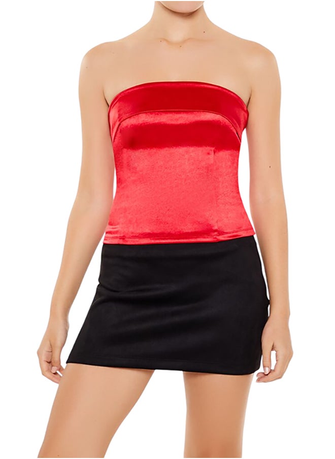 FOREVER 21 Satin Foldover Tube Crop Top  - Image 1