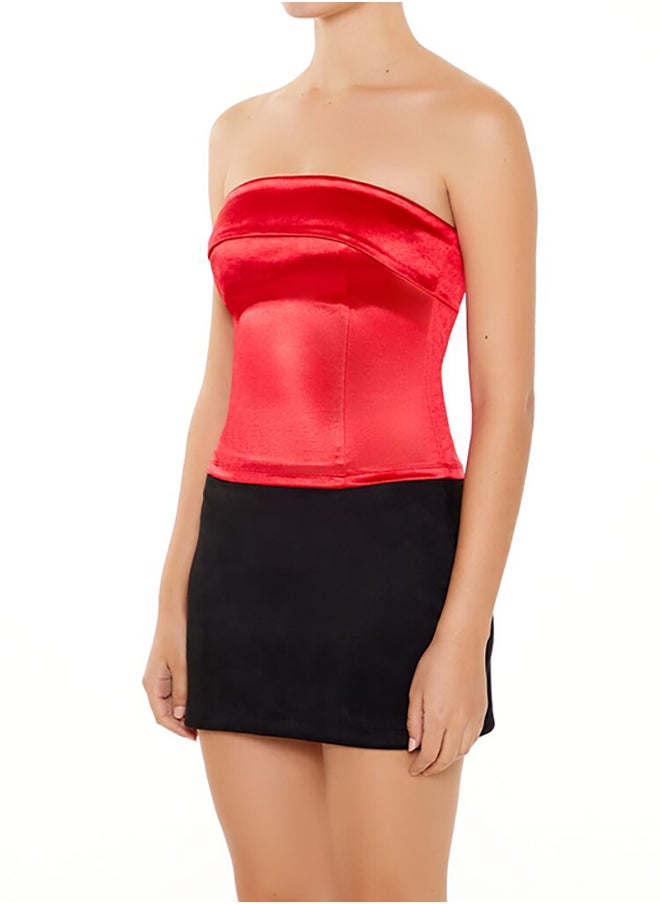 FOREVER 21 Satin Foldover Tube Crop Top  - Image 2