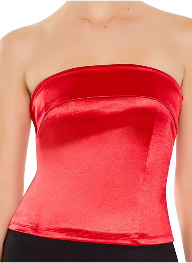 FOREVER 21 Satin Foldover Tube Crop Top  - Image 5