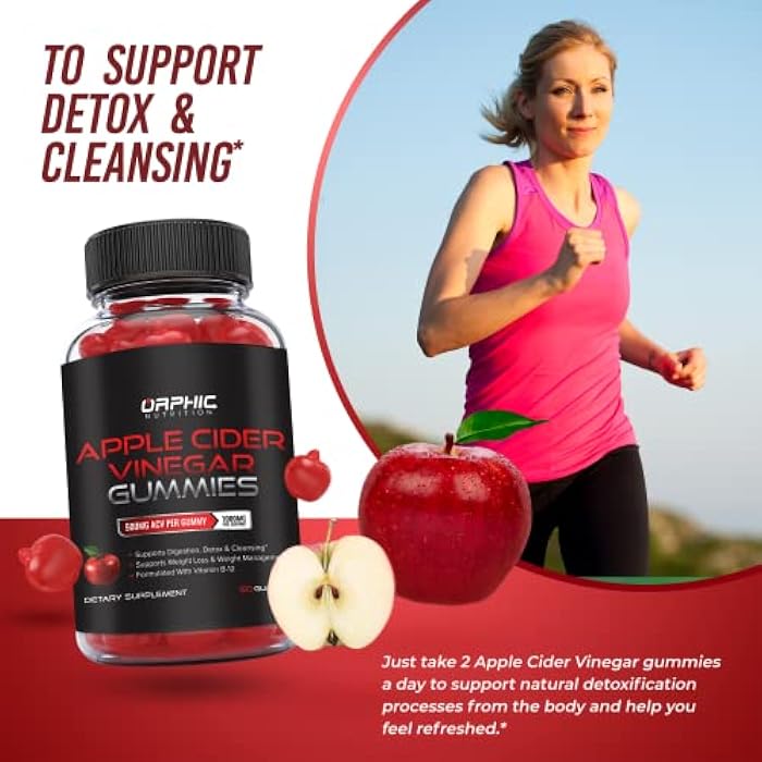 ORPHIC NUTRITION Apple Cider Vinegar Gummies - 1000mg - ACV Weight Loss Gummies - Supports Digestion, Detox & Cleansing - VIT B12, Beetroot - Gomitas de Vinagre de Manzana (120 pcs) - Image 5