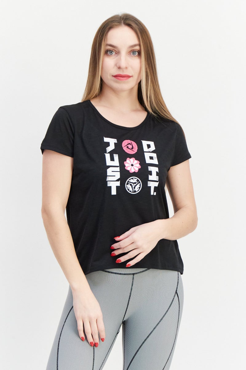 Nike Women Standard Fit Short Sleeve Running T-shirts, Black - Image 1