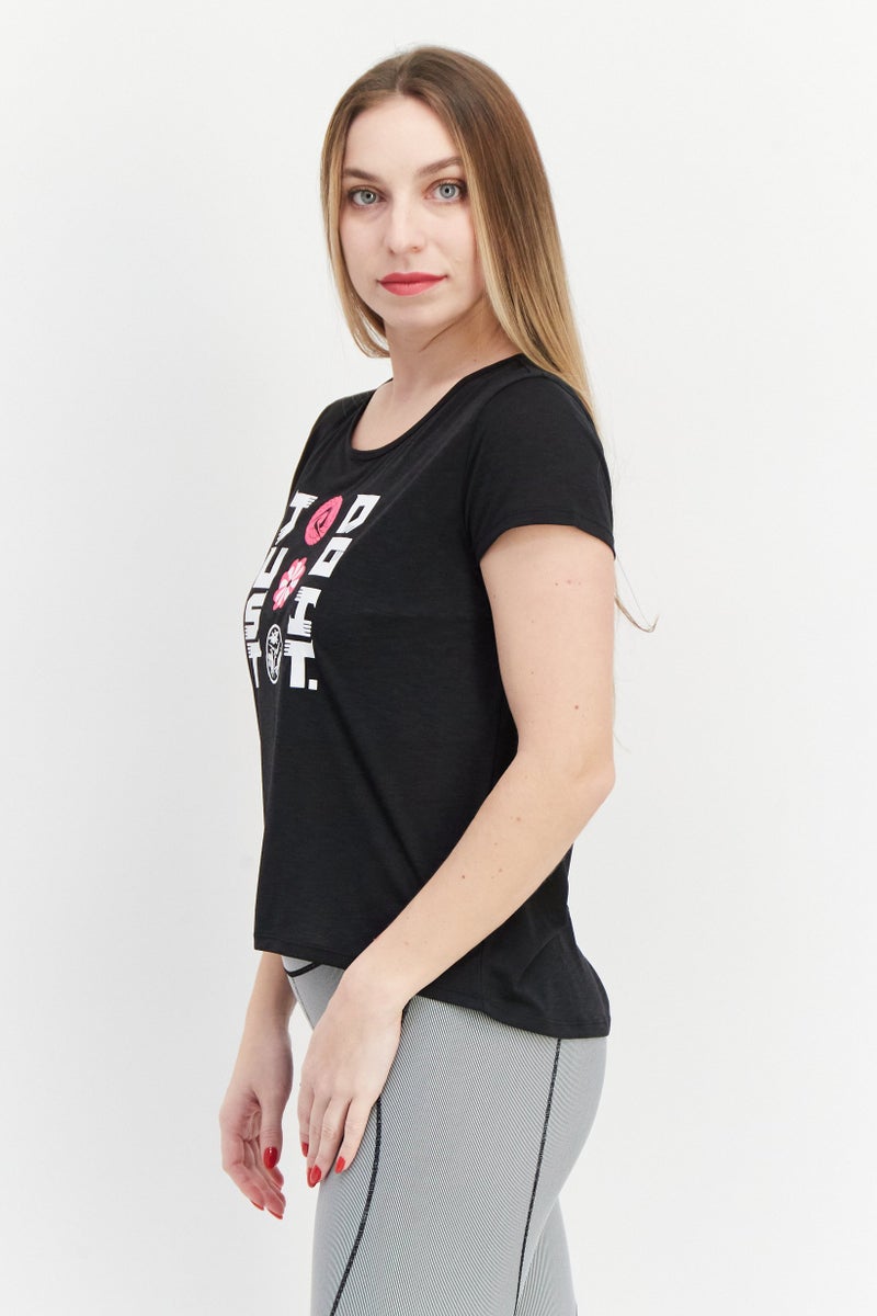 Nike Women Standard Fit Short Sleeve Running T-shirts, Black - Image 2