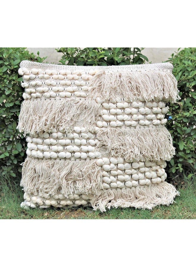 Chateaux Handwoven Cotton Shaggy Cushion Cover - Image 1