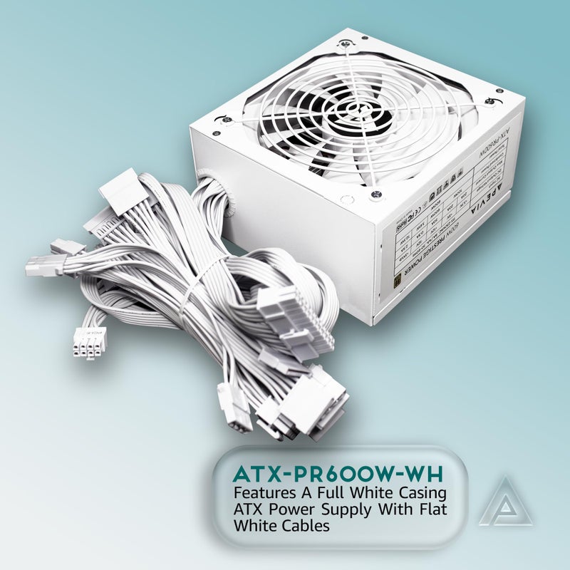 Apevia ATX-PR600W-WH Prestige 600W 80+ Gold Certified, RoHS Compliance, Active PFC ATX Gaming Power Supply White - Image 2