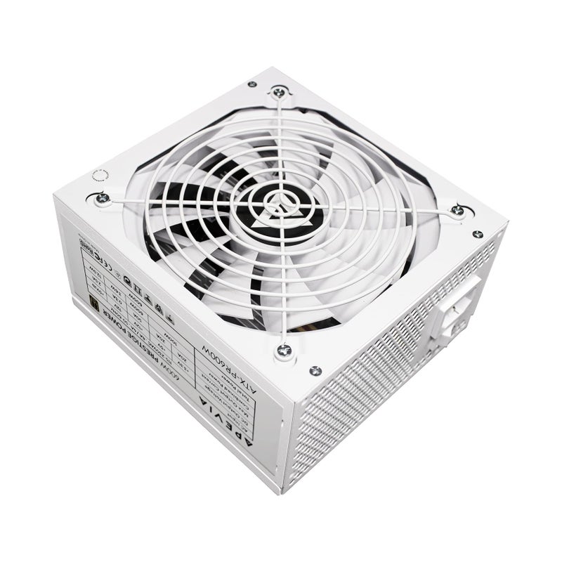 Apevia ATX-PR600W-WH Prestige 600W 80+ Gold Certified, RoHS Compliance, Active PFC ATX Gaming Power Supply White - Image 1