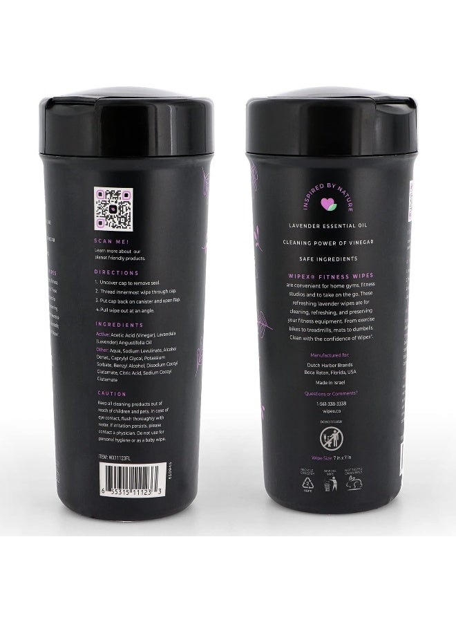 Wipex Screen Wipes & Gym Wipes Combo Pack - 75ct Gym Equipment Canister & 24ct Individually Wrapped Fitness Touch Screen Cloths, Safe for Yoga Mats & Electronics, Lavender Scent - Image 2