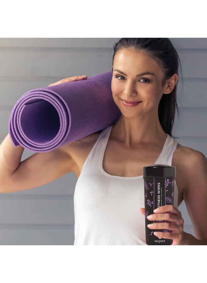 Wipex Screen Wipes & Gym Wipes Combo Pack - 75ct Gym Equipment Canister & 24ct Individually Wrapped Fitness Touch Screen Cloths, Safe for Yoga Mats & Electronics, Lavender Scent - Image 1