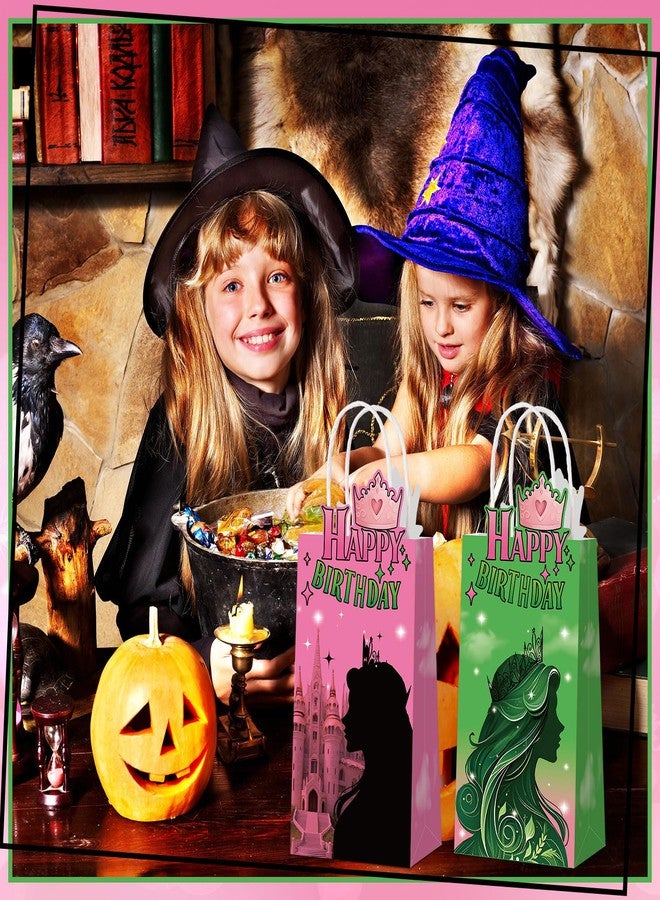 Kolldenn 24 Pcs Pink and Green Birthday Party Decorations Witch Party Goodie Bags with Handle for Witch and Princess Gift Bags - Image 4