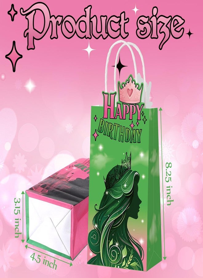 Kolldenn 24 Pcs Pink and Green Birthday Party Decorations Witch Party Goodie Bags with Handle for Witch and Princess Gift Bags - Image 2