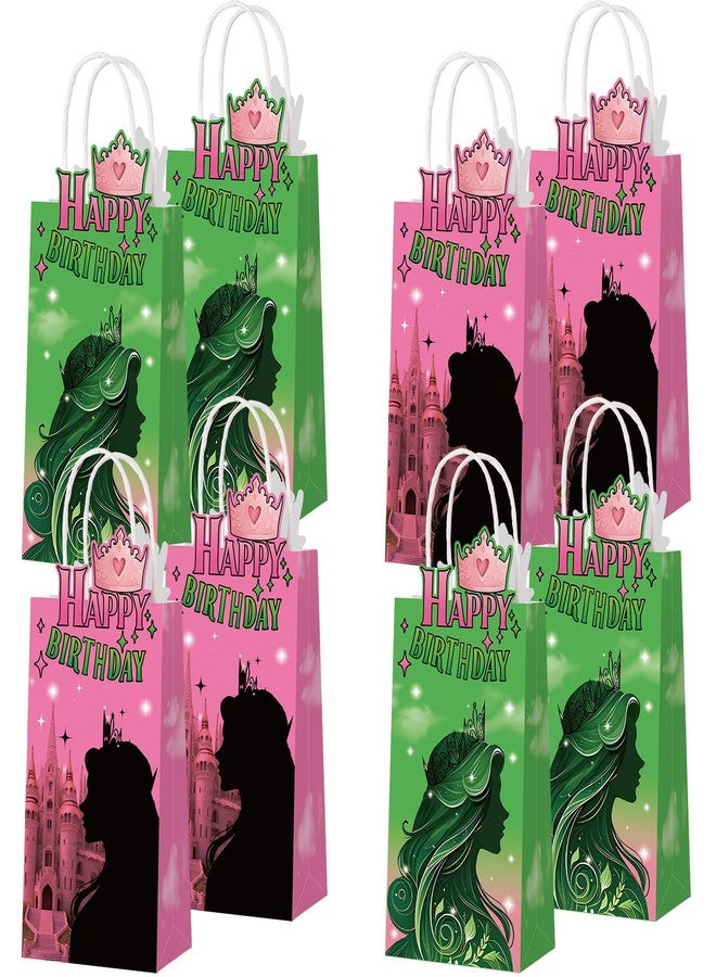 Kolldenn 24 Pcs Pink and Green Birthday Party Decorations Witch Party Goodie Bags with Handle for Witch and Princess Gift Bags - Image 1
