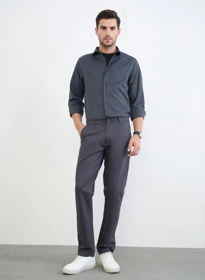 Men Regular Fit Solid Cotton Pants