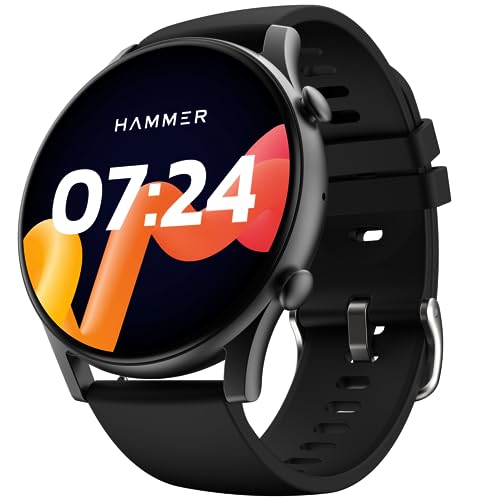HAMMER Glide 1.43" AMOLED Display Smart Watch for Men with Bluetooth Calling, 466 * 466 PX, Always on Display, 800 Nits, Multiple Sports Modes (Charcoal Black) - Image 1