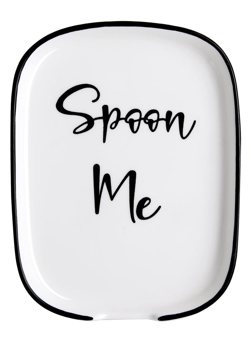 LENND Ceramic Spoon Rest for Stove Top, Large Spoon Holder, Spoon Rest for Kitchen Counter, White Coffee Spoon Rest, Heat-Resistant Cooking Utensil Rest, Modern Farmhouse Kitchen Décor - Image 1