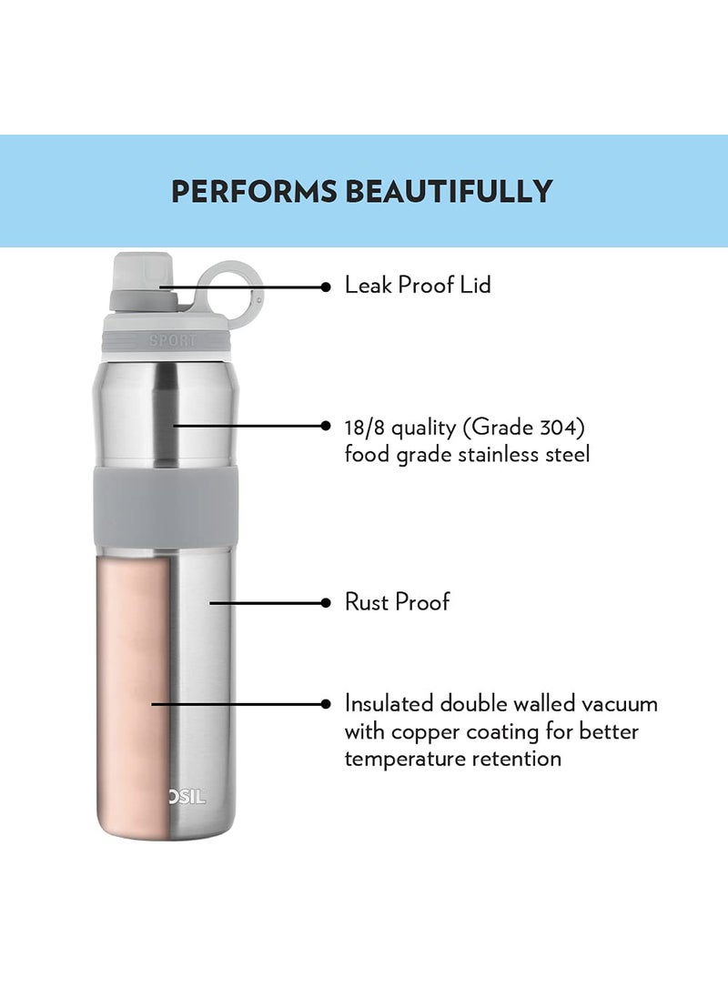 BOROSIL Borosil Hydra Thirst Burst 800 ml Stainless Steel Water Bottle | Double Wall Vacuum Insulated Flask | 12 Hours Hot & Cold | Ideal for Personal & Corporate Gifting | 1 Year Warranty, Silver  - Image 3