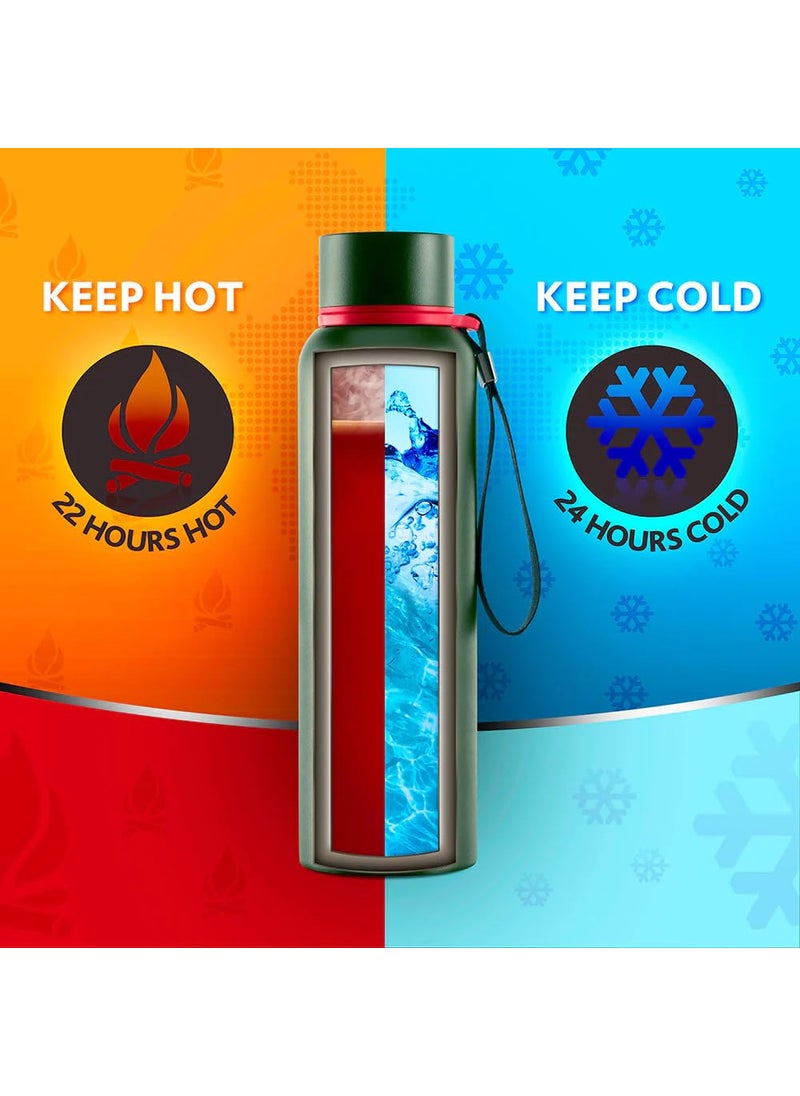 BOROSIL Borosil Hydra Trek 700 ml Stainless Steel Water Bottle | Double Wall Vacuum Insulated Flask, Green | 20 Hours Hot & 24 Hours Cold | Ideal for Personal & Corporate Gifting | 1 Year Warranty  - Image 2