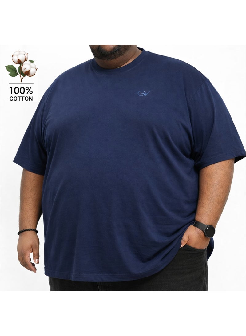 OVERS Plus Size Plain Navy T-Shirt  for Men - Image 1