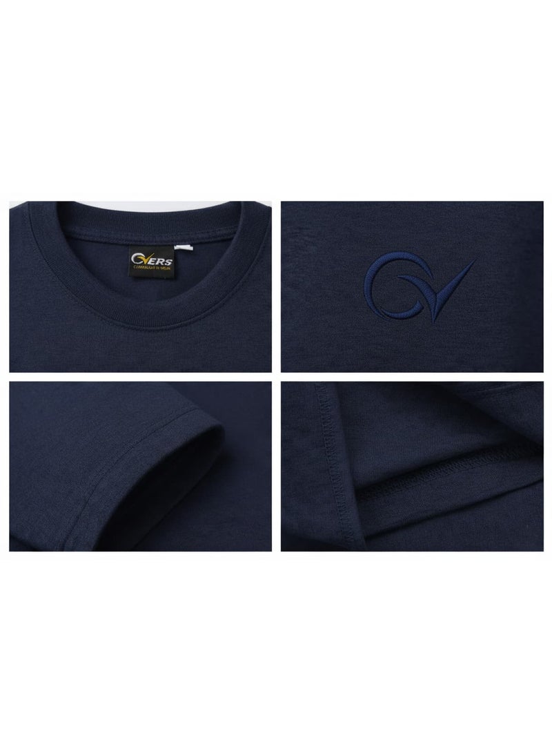 OVERS Plus Size Plain Navy T-Shirt  for Men - Image 5
