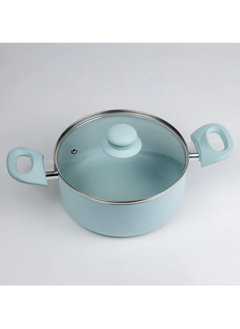Wilson Oak Casserole with Lid and Marble Coating, Soft Touch Handle Stew Pot Suitable for Gas Electric Induction and Ceramic Stove Dutch Oven - 24cm – Blue