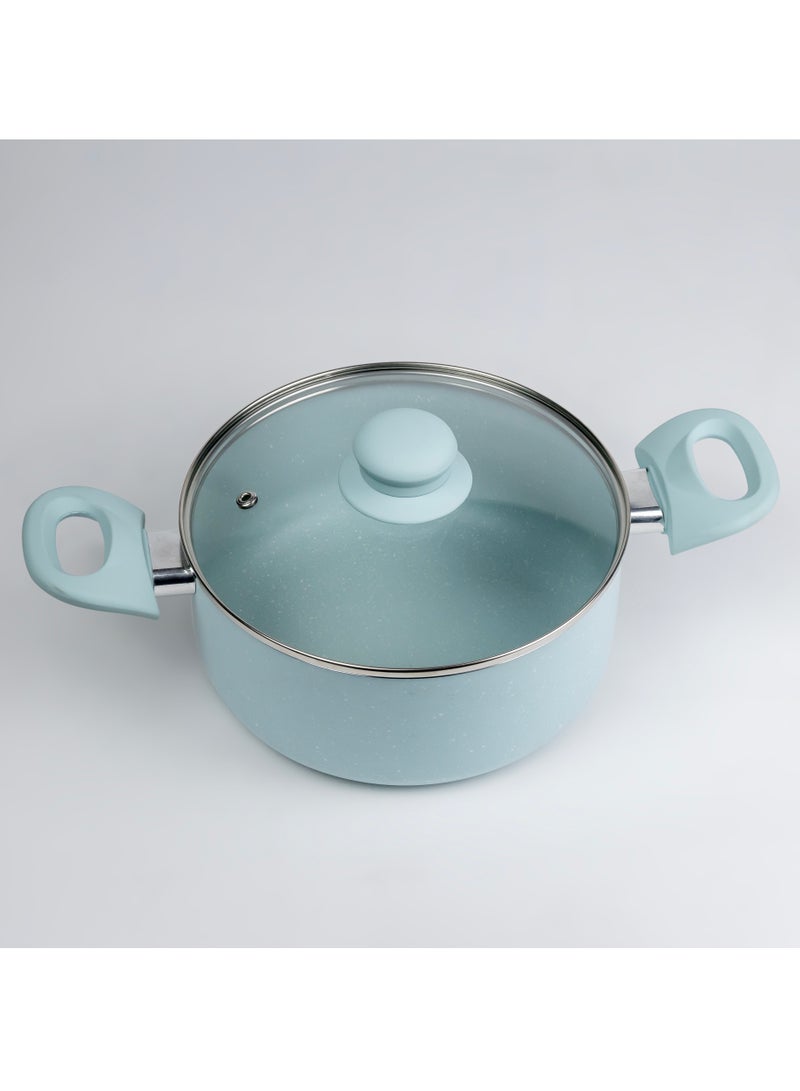 Wilson Oak Casserole with Lid and Marble Coating, Soft Touch Handle Stew Pot Suitable for Gas Electric Induction and Ceramic Stove Dutch Oven - 24cm – Blue  - Image 2