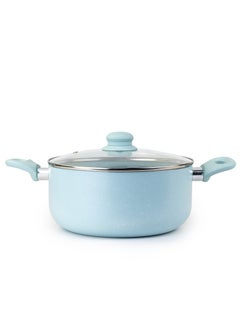 Wilson Oak Casserole with Lid and Marble Coating, Soft Touch Handle Stew Pot Suitable for Gas Electric Induction and Ceramic Stove Dutch Oven - 24cm – Blue  - Image 1