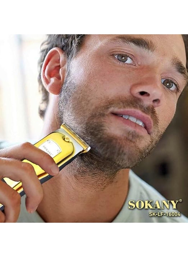 سوكاني ماكينة حلاقة الشعر احترافية لاسلكية بشفرات من الفولاذ المقاوم للصدأ مع شاشة LCD مزودة بـ 4 أمشاط تحديد قابلة لإعادة الشحن عبر USB لتشذيب دقيق للرجال طراز SK-LF-16004 من سوكاني - Image 5
