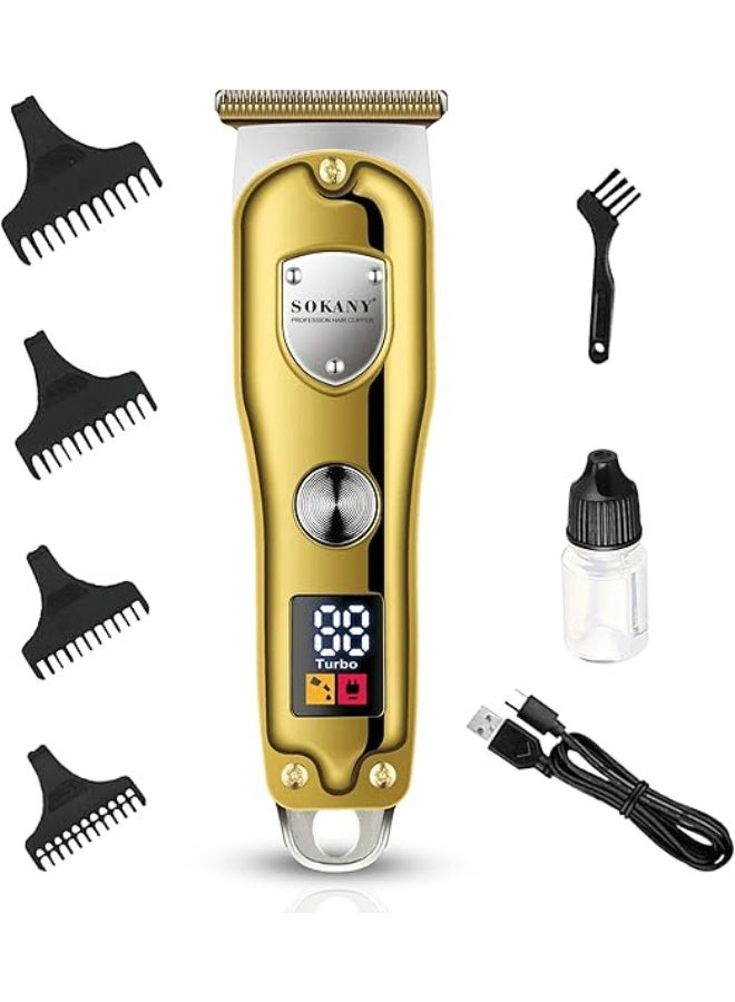 سوكاني ماكينة حلاقة الشعر احترافية لاسلكية بشفرات من الفولاذ المقاوم للصدأ مع شاشة LCD مزودة بـ 4 أمشاط تحديد قابلة لإعادة الشحن عبر USB لتشذيب دقيق للرجال طراز SK-LF-16004 من سوكاني - Image 1